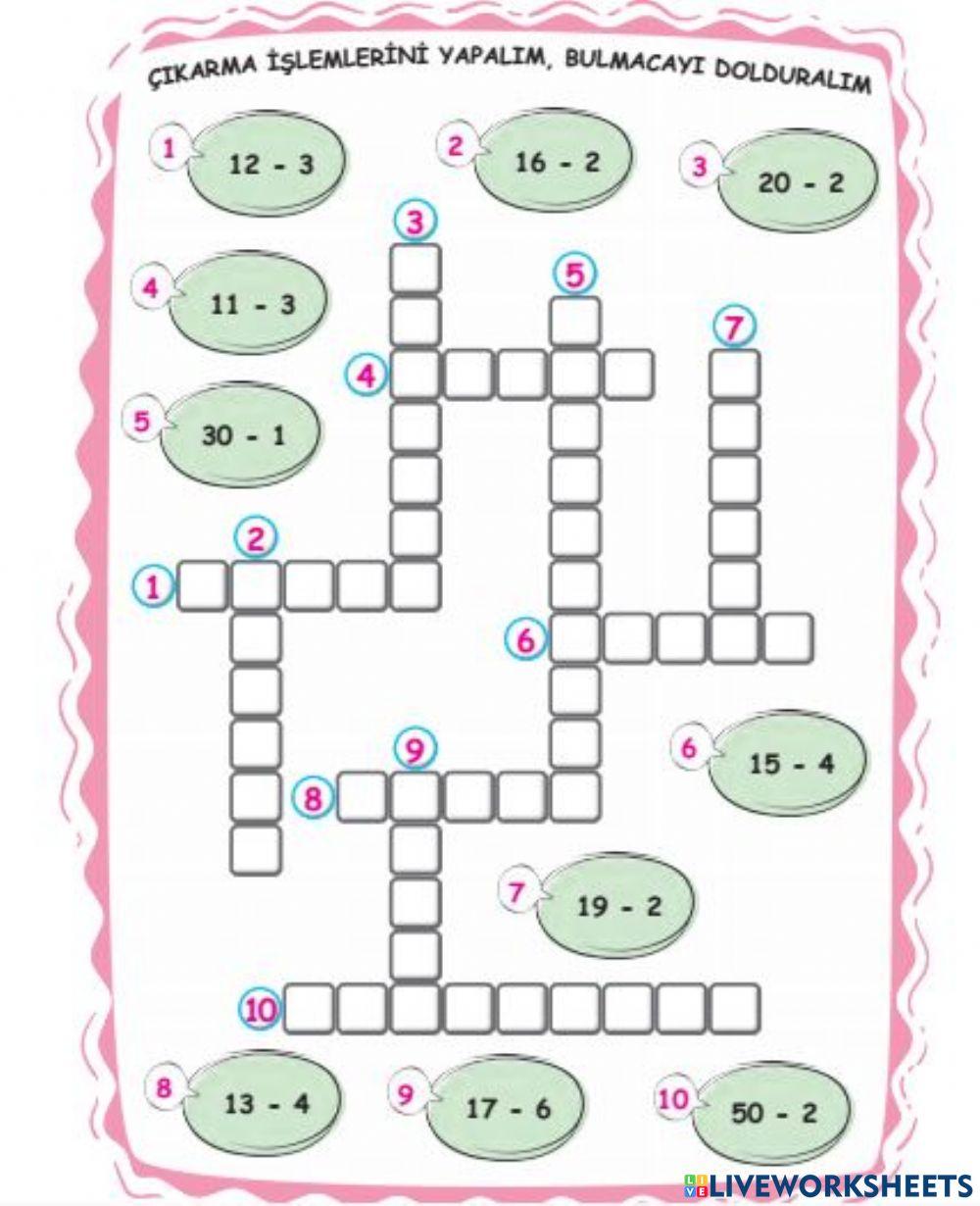 İşlemleri Yapalım Bulmacayı Çözelim