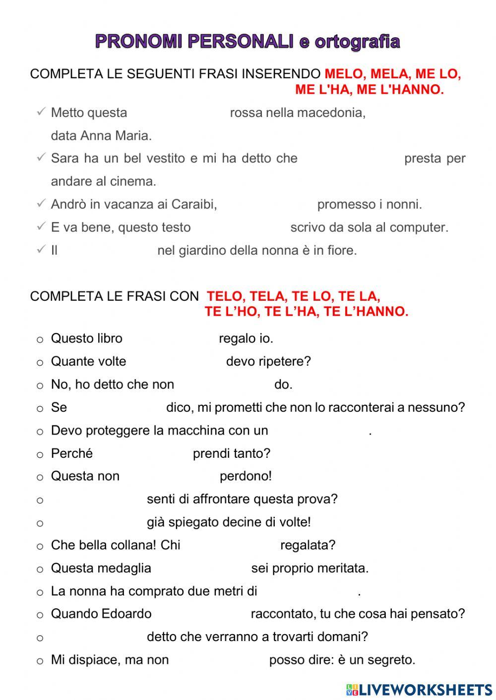 Pronomi personali e ortografia