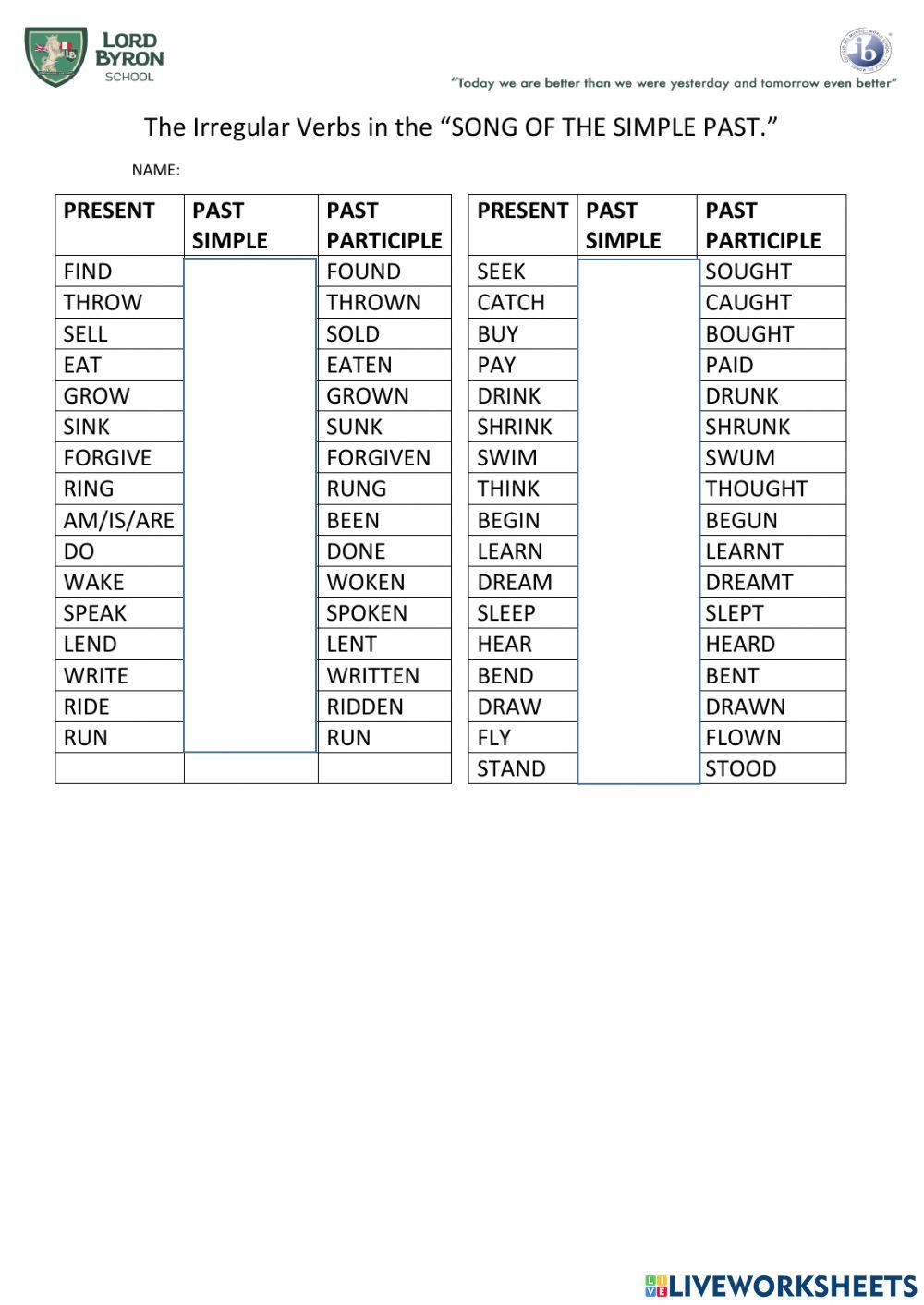 Irregular verbs