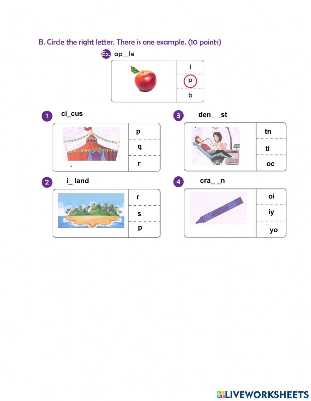 Worksheet no 2- Spelling Bee- level A