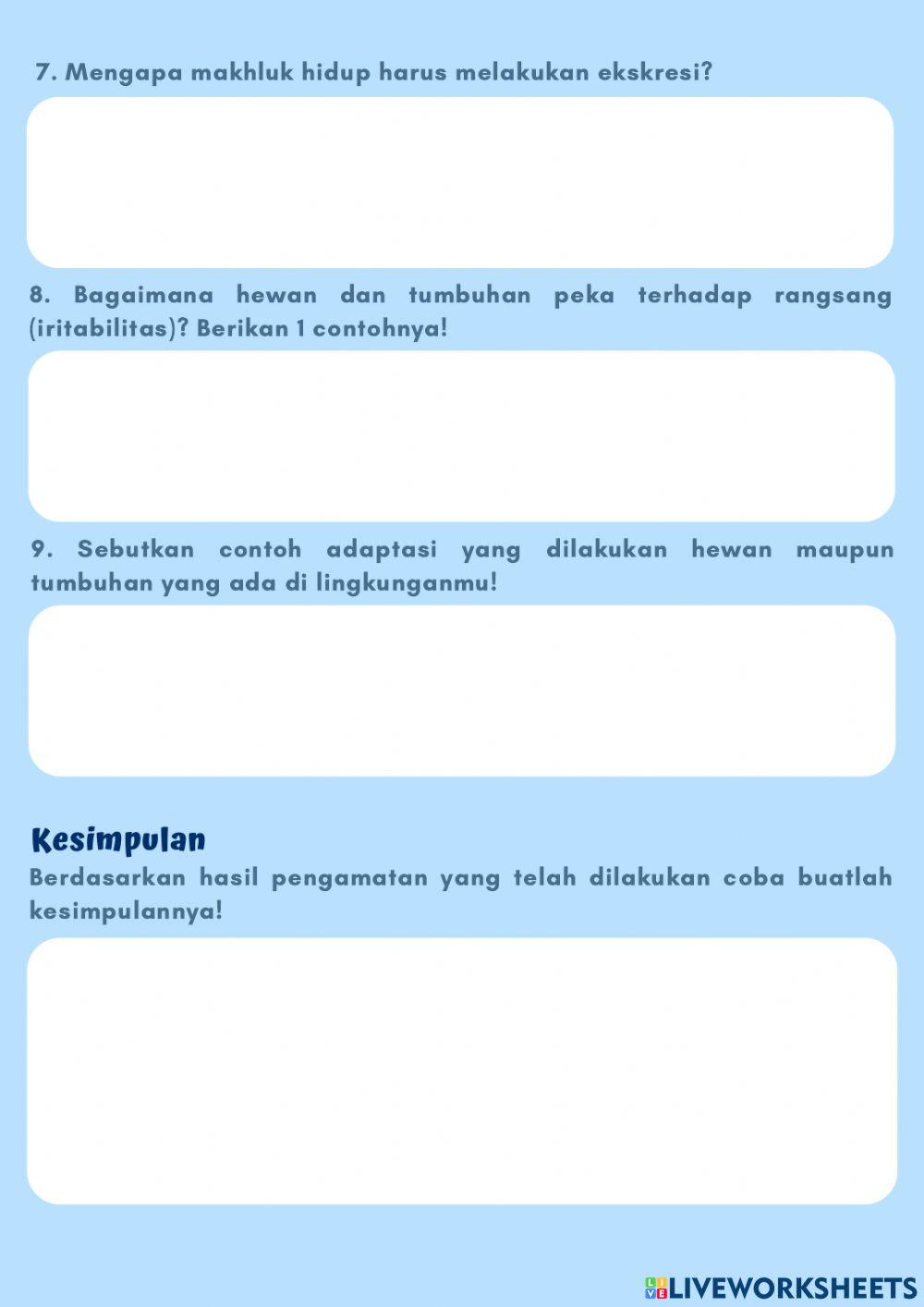 Ciri-ciri Makhluk Hidup