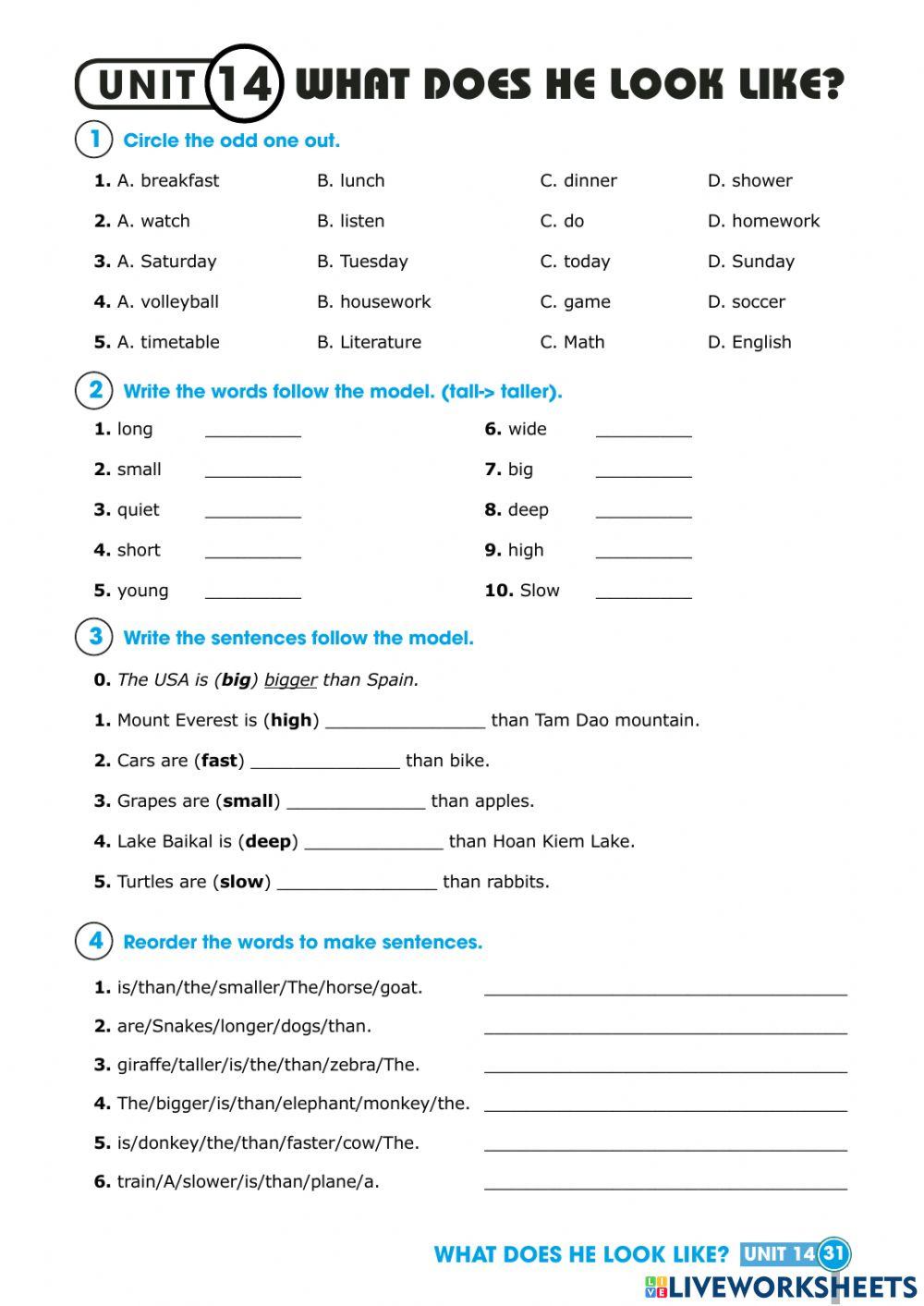 Unit 14. What does he look like?