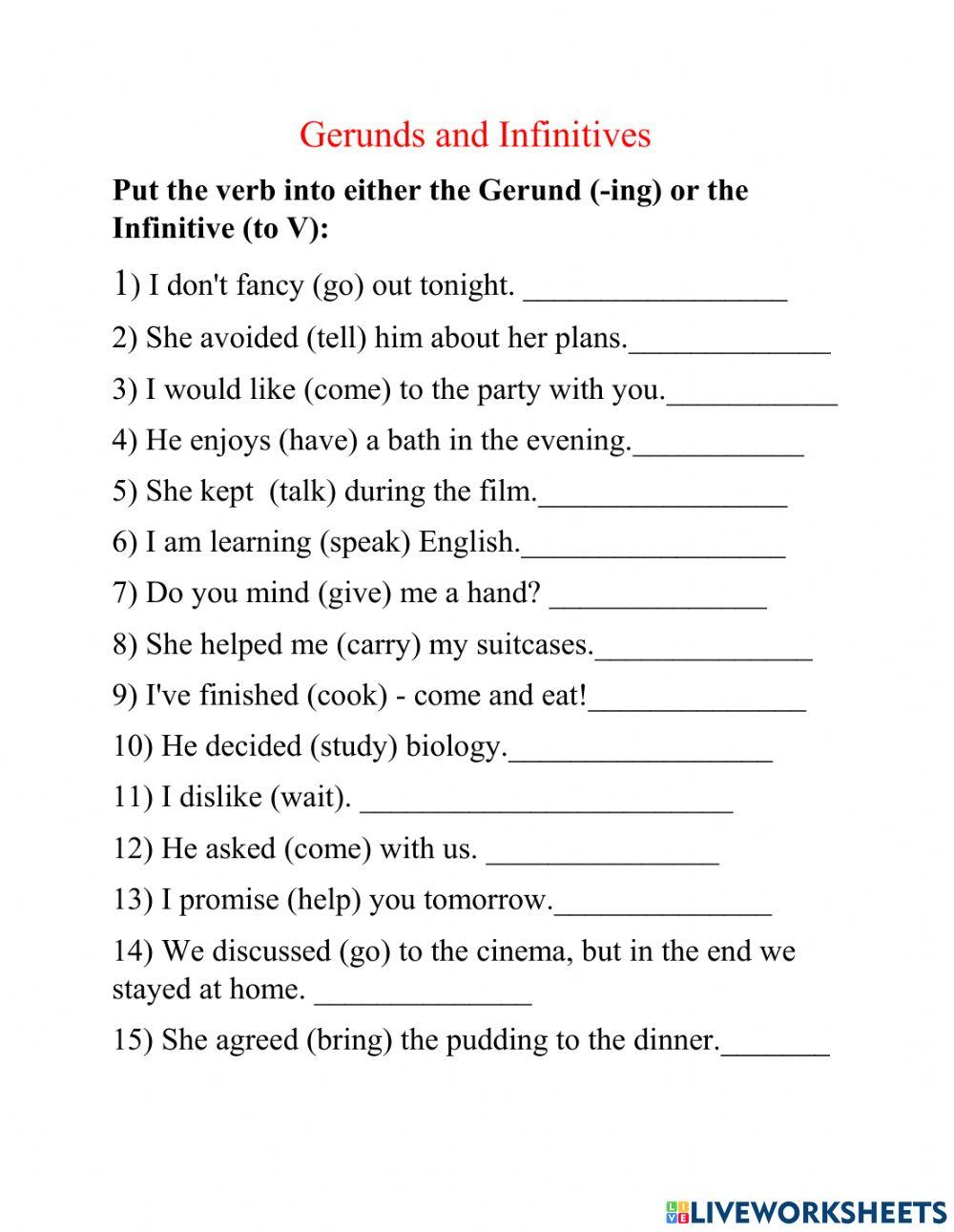 Gerund and Infinitives