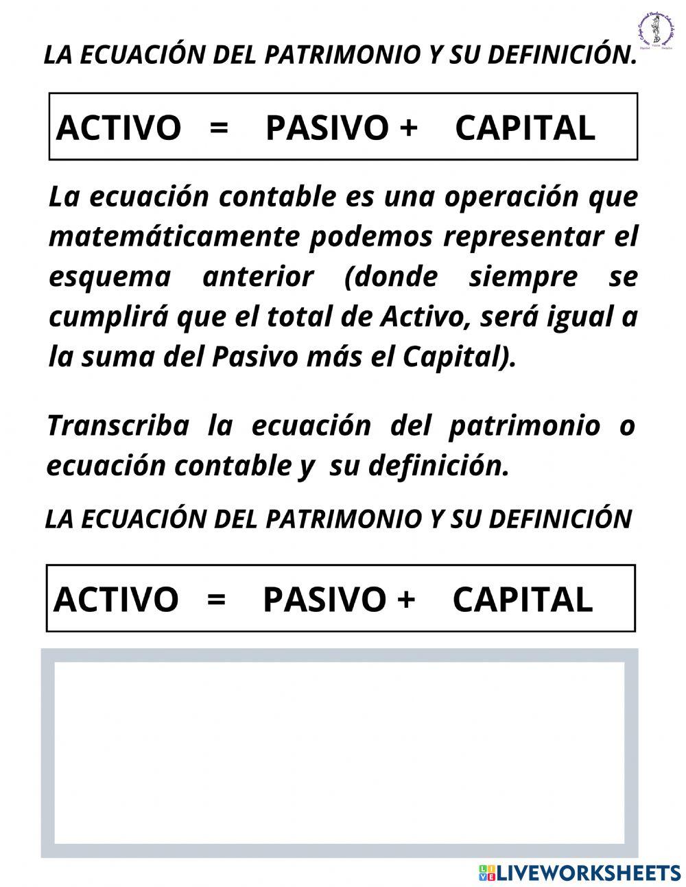 Ecuación Contable o Ecuación de Patrimonio