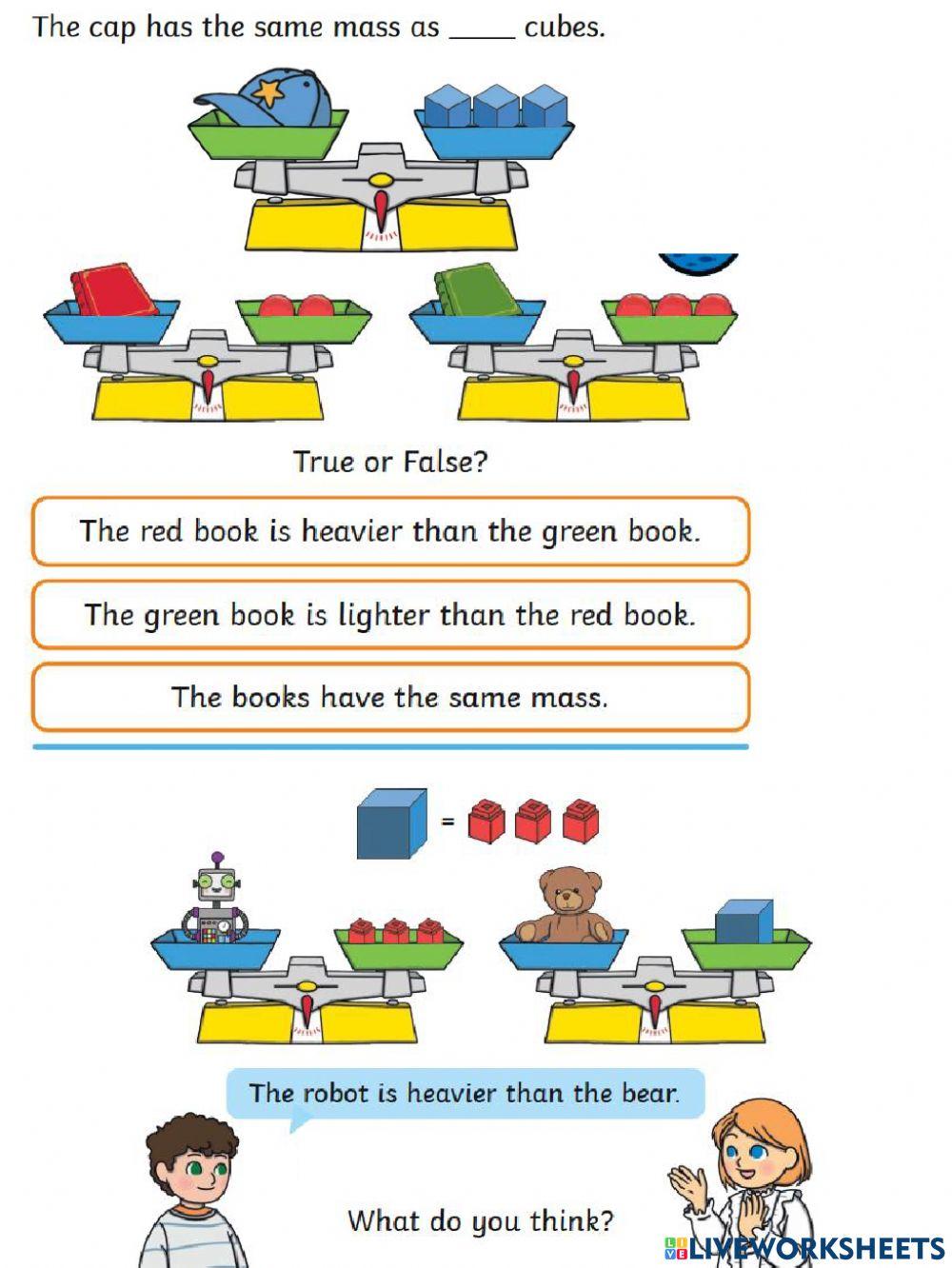 Heavier and Lighter activity Live Worksheets