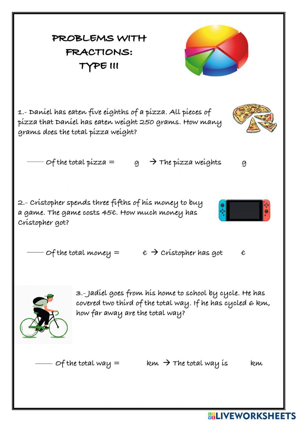 Word Problem With Fractions. Type III Word Problem With Fractions. Type III