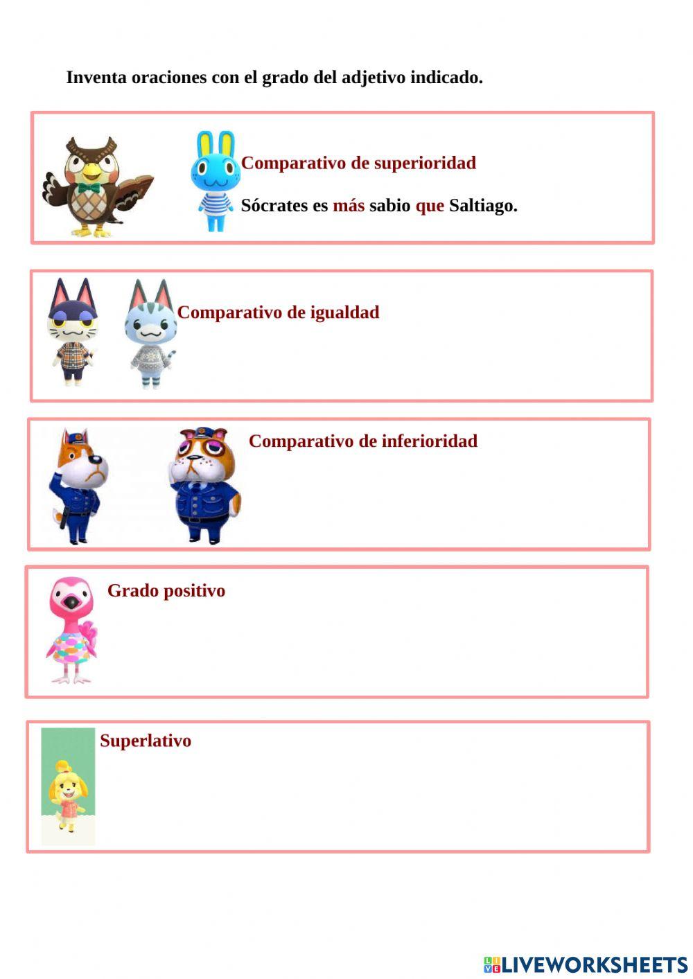 Grados del adjetivo animal crossing Grados del adjetivo animal crossing
