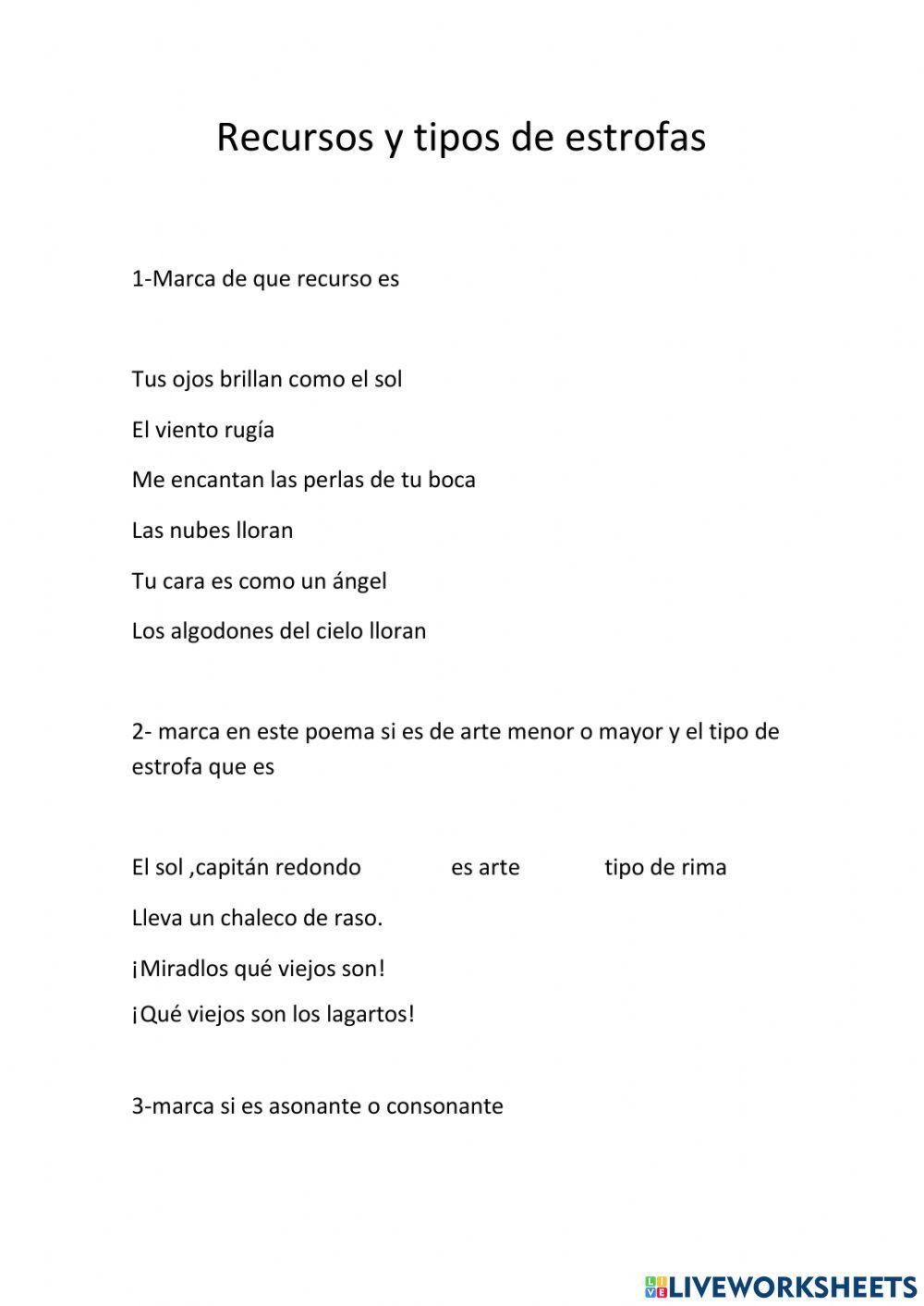 Recursos y tipos de estrofas