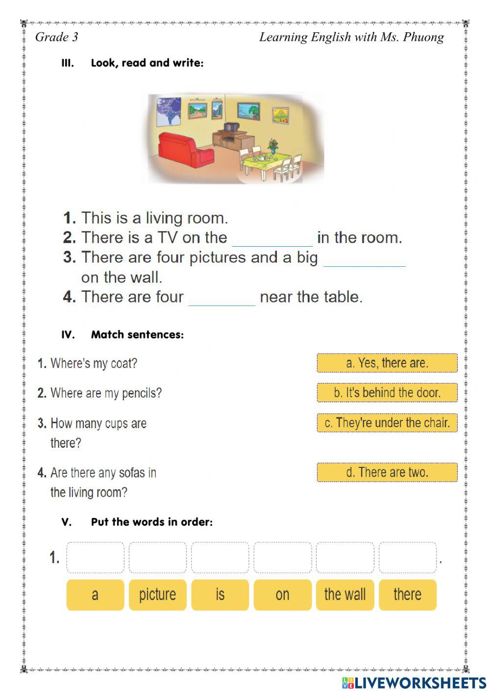 English 3 - Unit 14 - Are there any poster in the room?