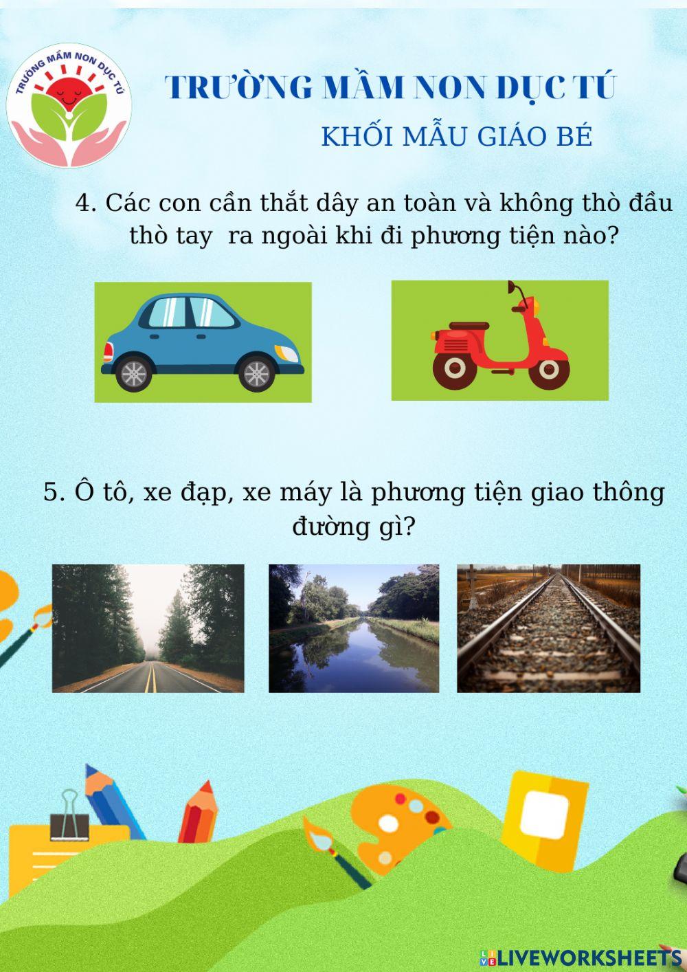 Bài tập khám phá PTGT đường bộ