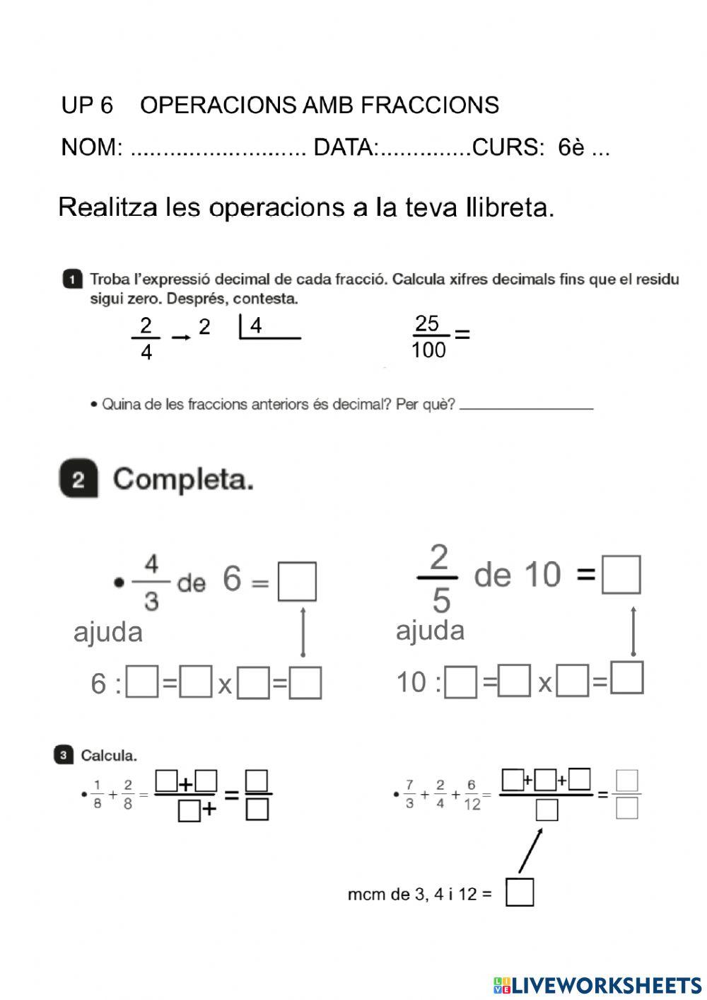 Up6 operacions i problmes amb fraccions