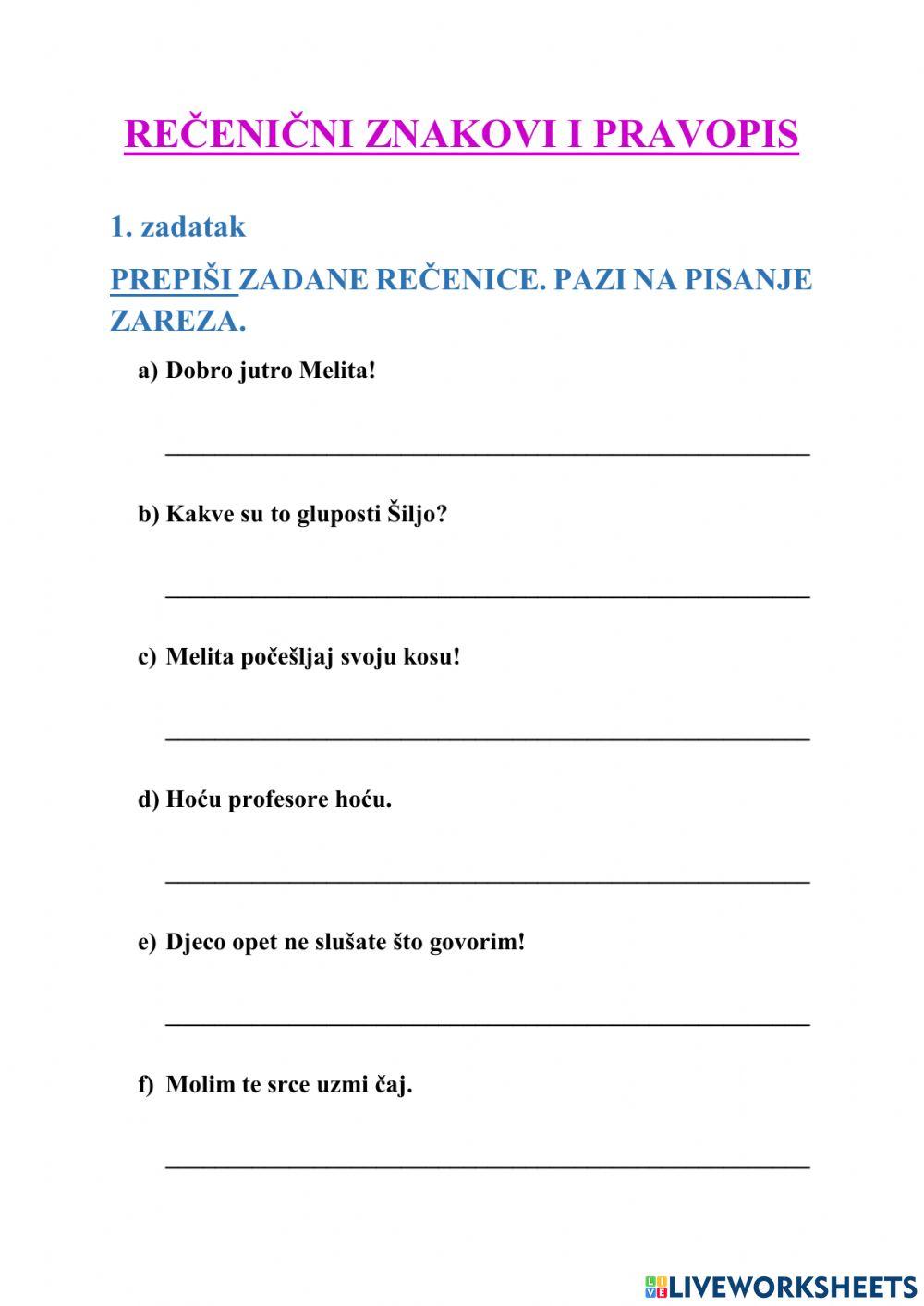 Rečenični znakovi i pravopis - 5.