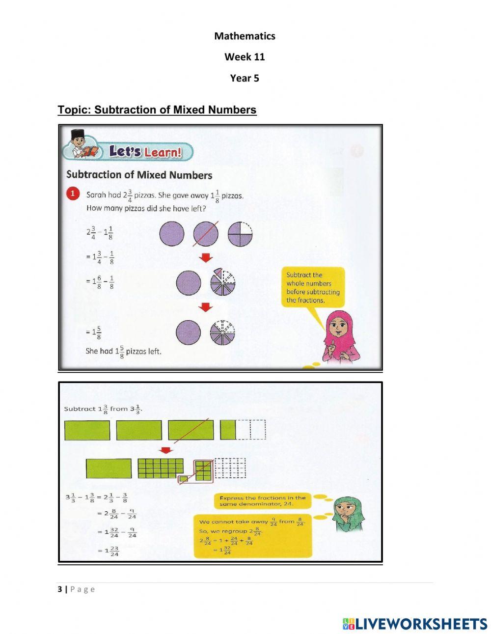 Addition and Subtraction of Mixed Numbers