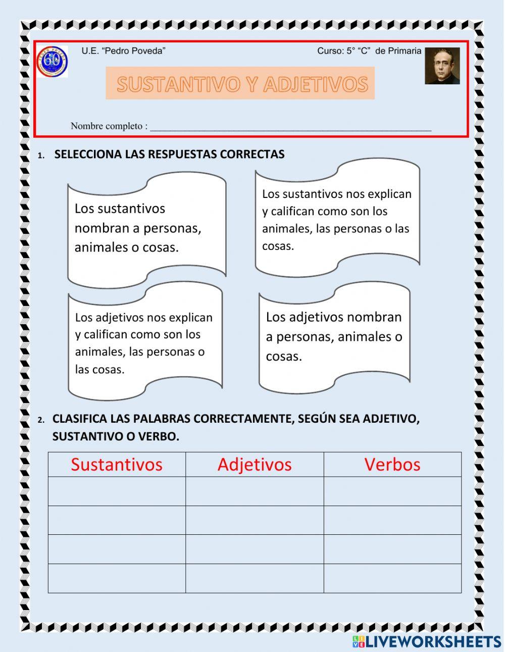 Sustantivo y adjetivo