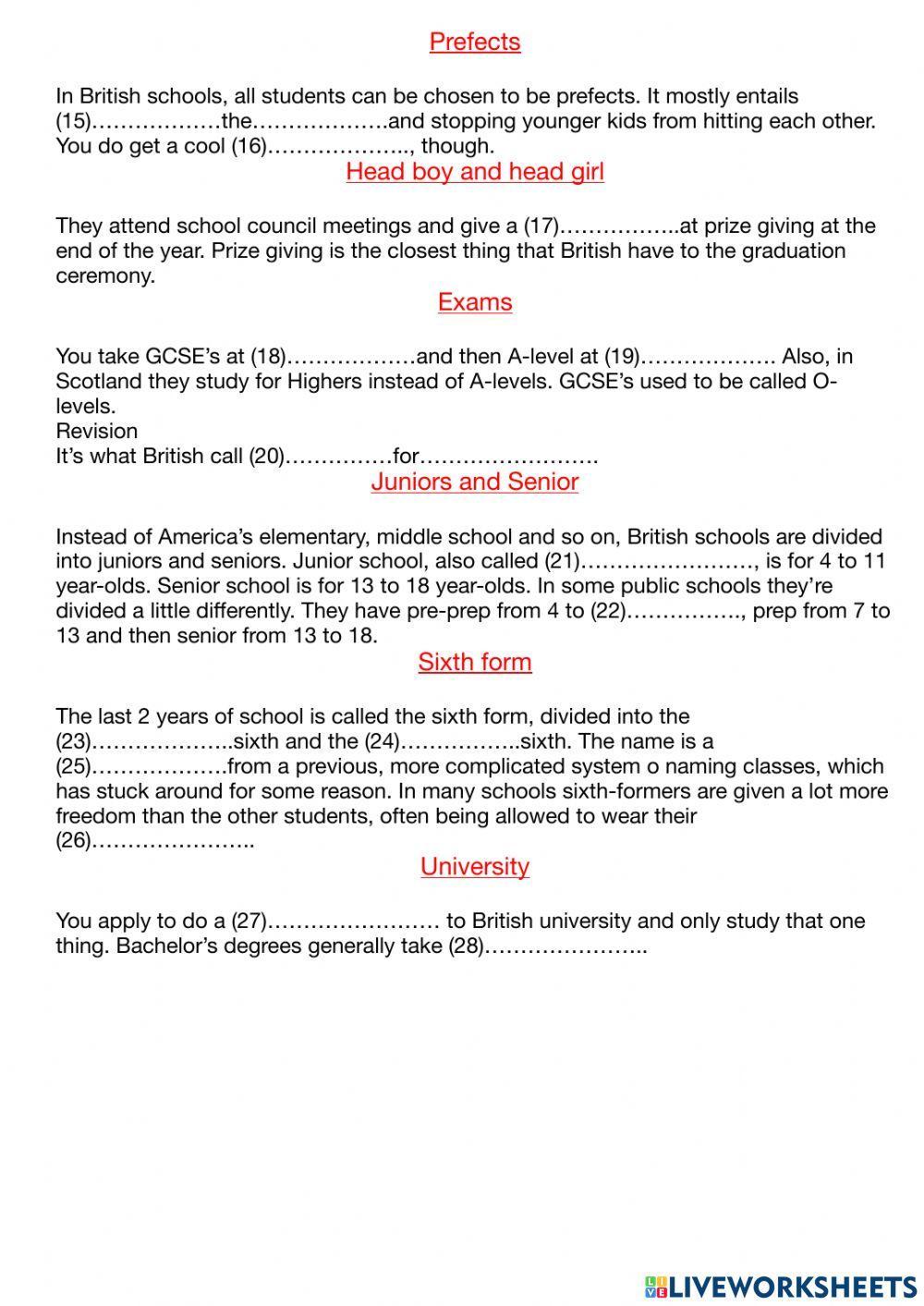 British schools explained