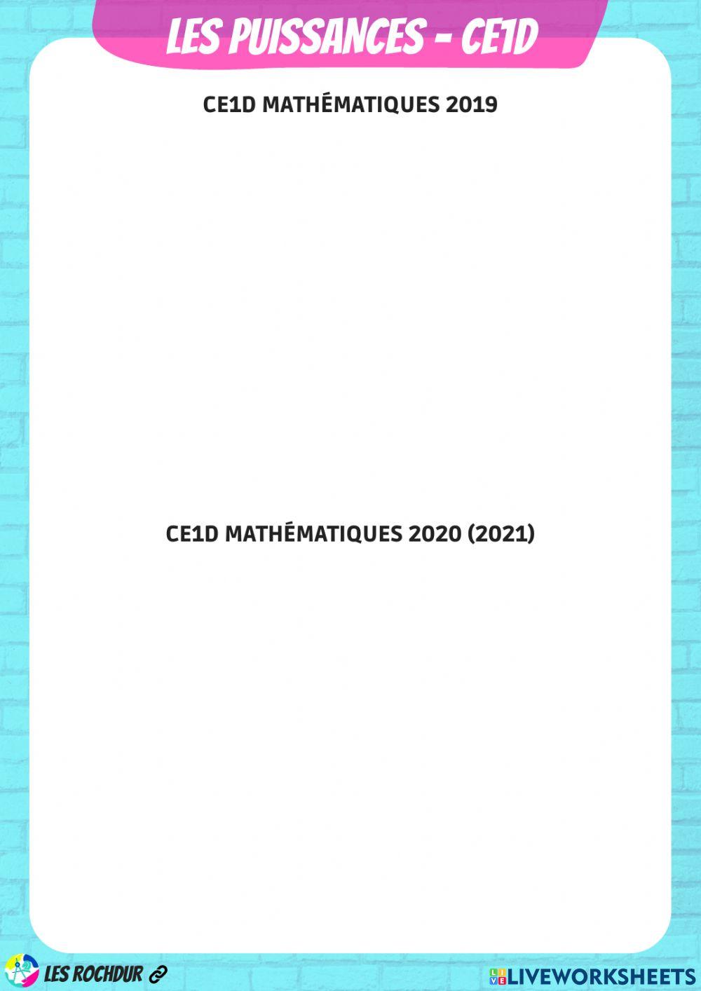 Questions du CE1D 2019-2020 sur les puissances Questions du CE1D 2019-2020 sur les puissances
