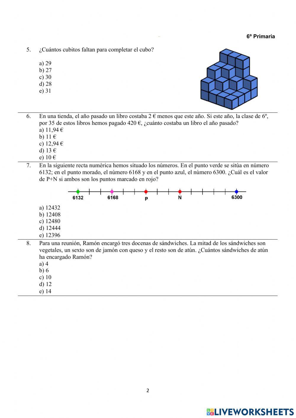 Concurso matemáticas 6 EP