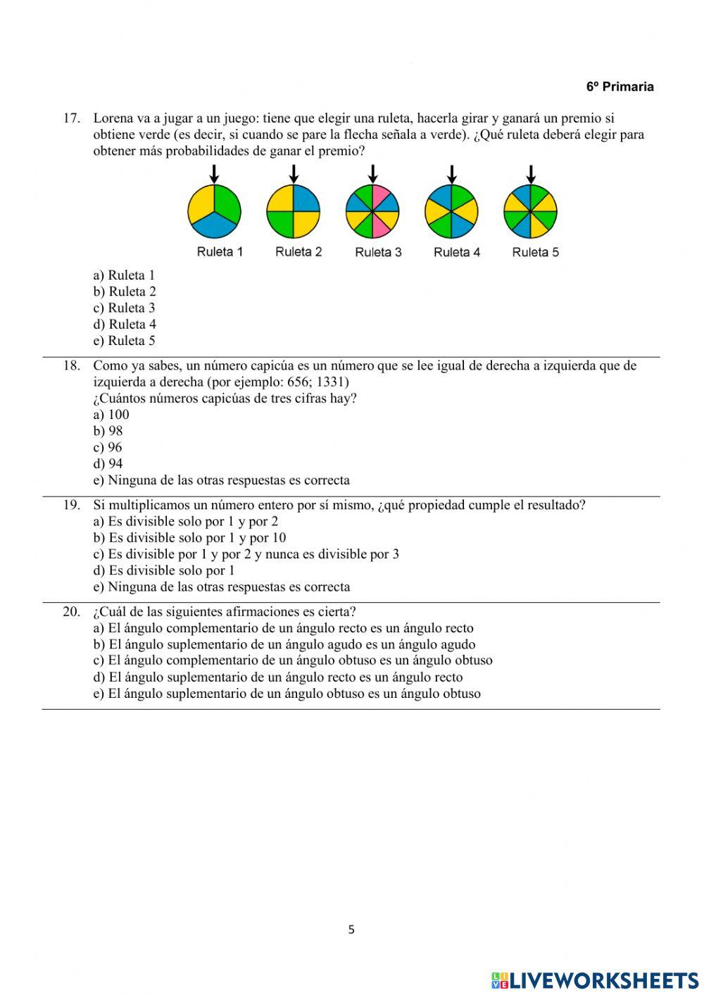 Concurso matemáticas 6 EP