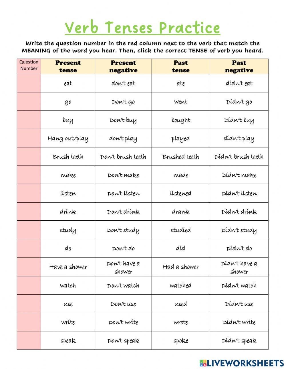10JAP Verb Tenses Listening