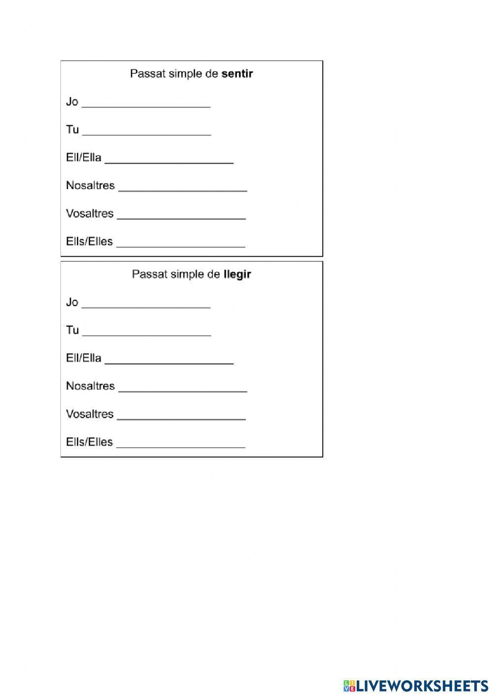 Verbs català passat simple indicatiu