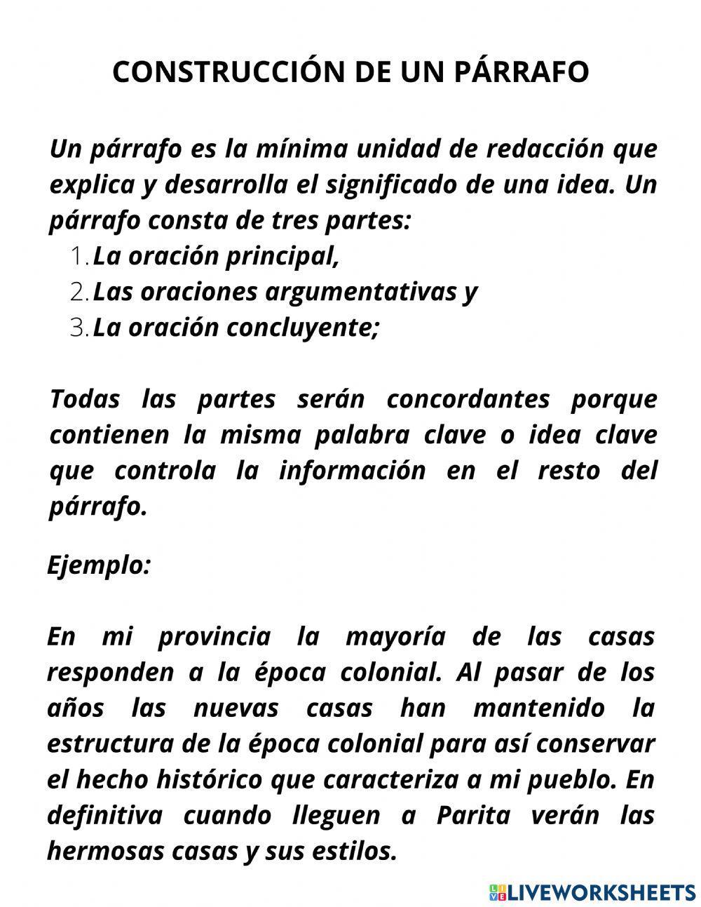 Construcción de un párrafo.