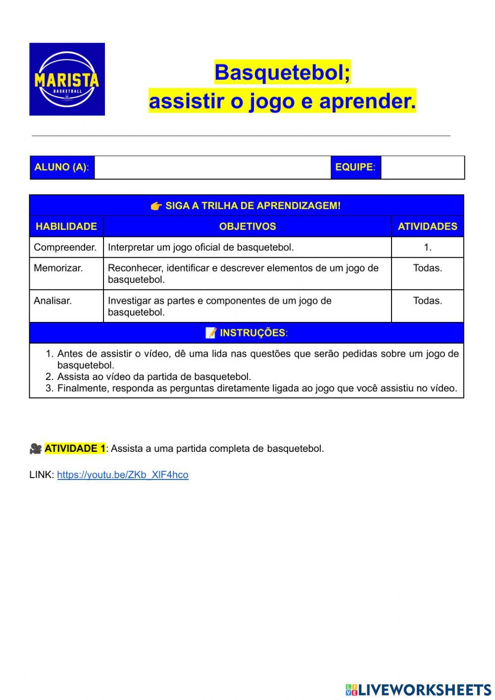 Assista e aprenda o jogo de basquetebol.