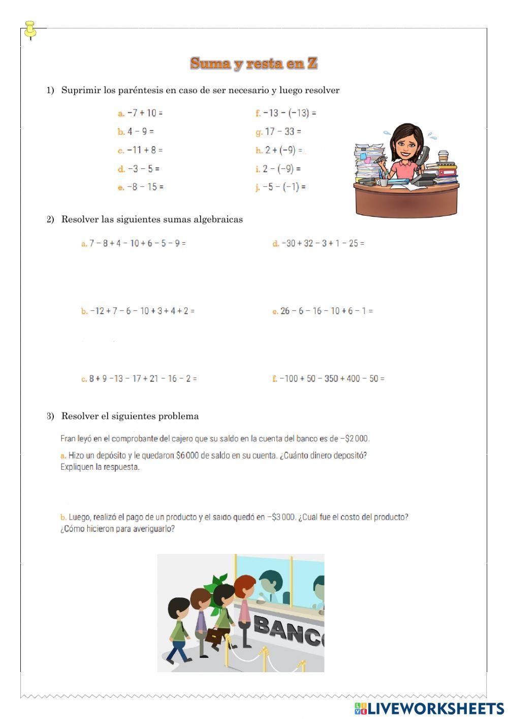 Sumas y restas con enteros