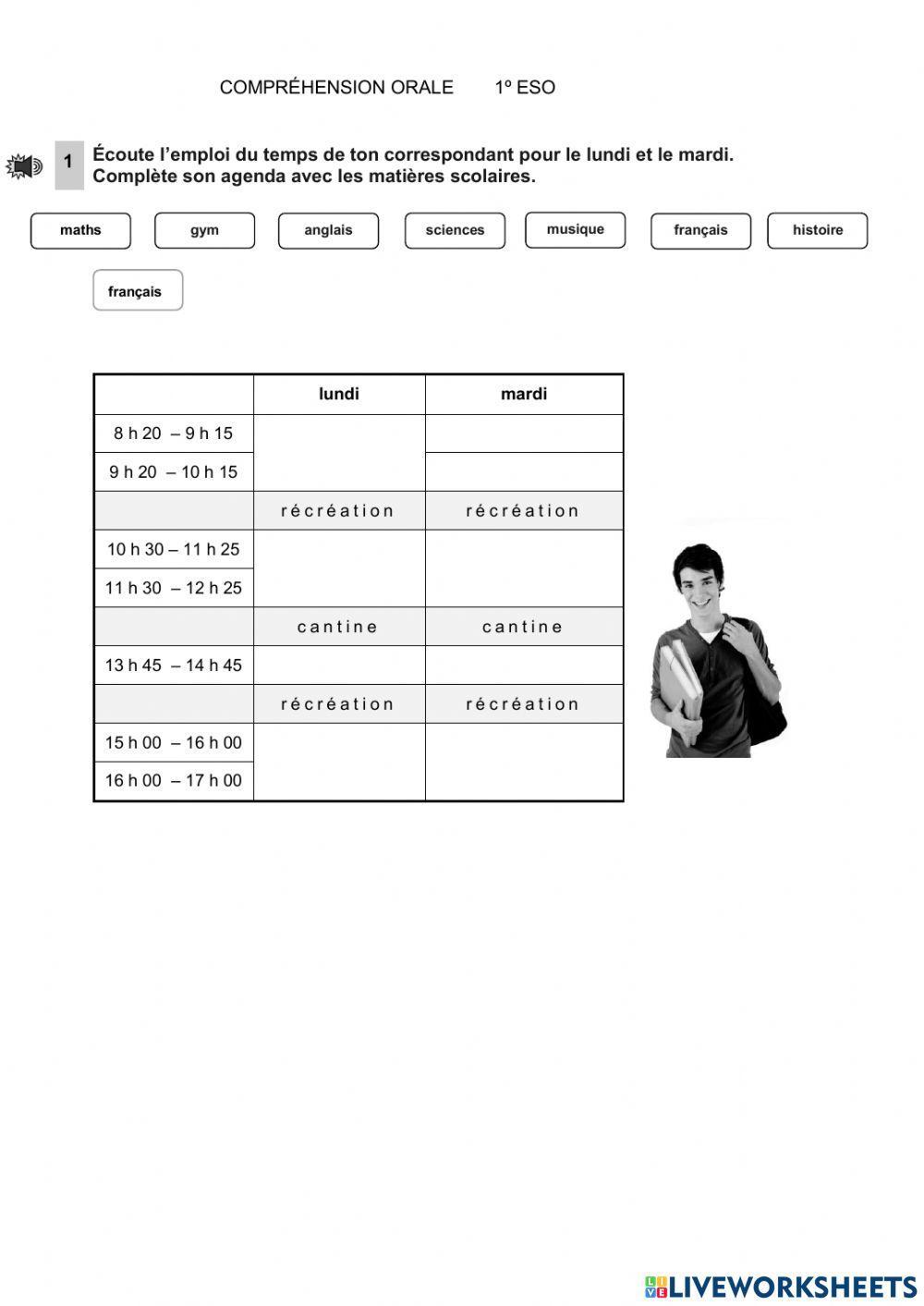 Compréhension orale 1º eso