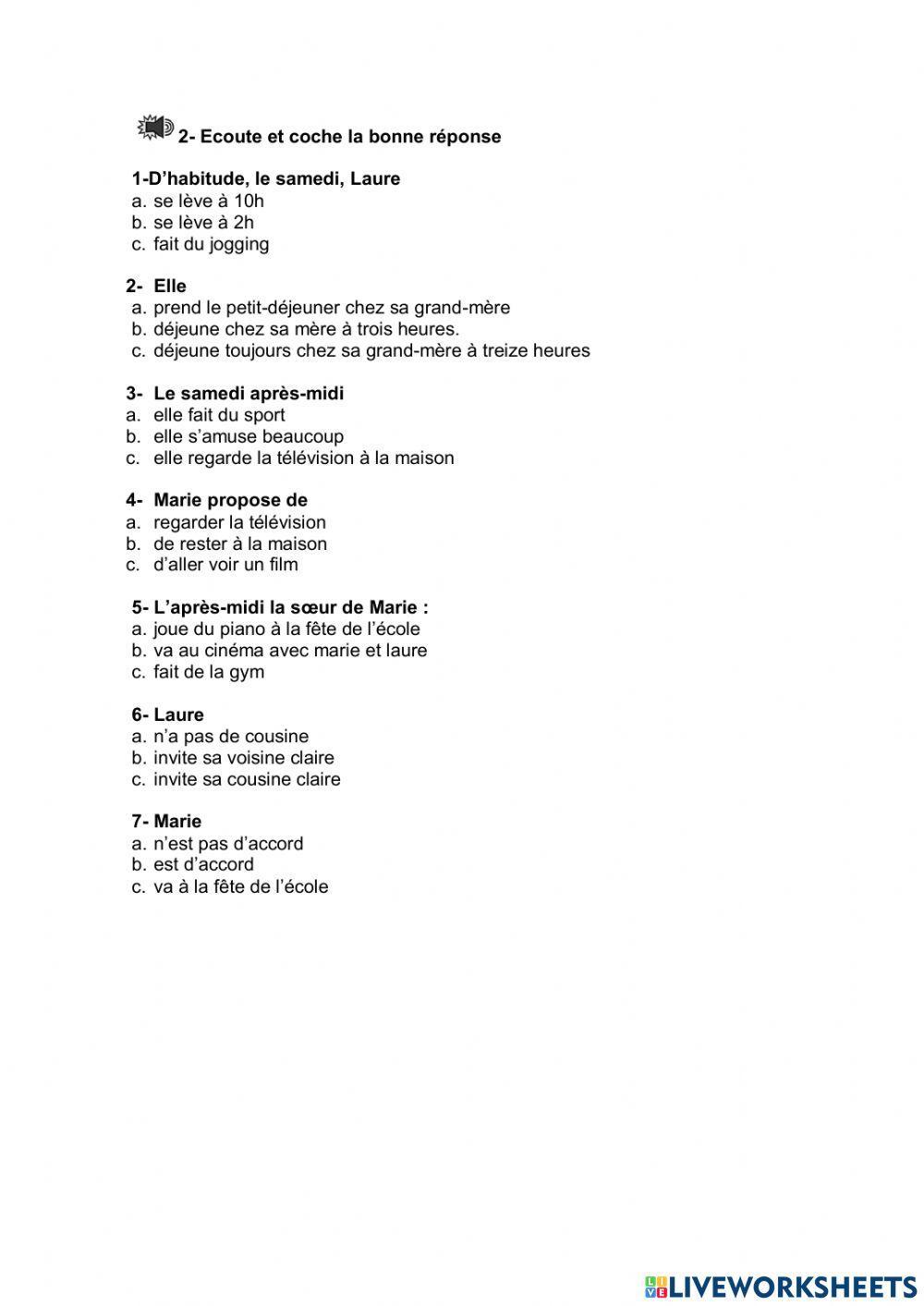 Compréhension orale 1º eso