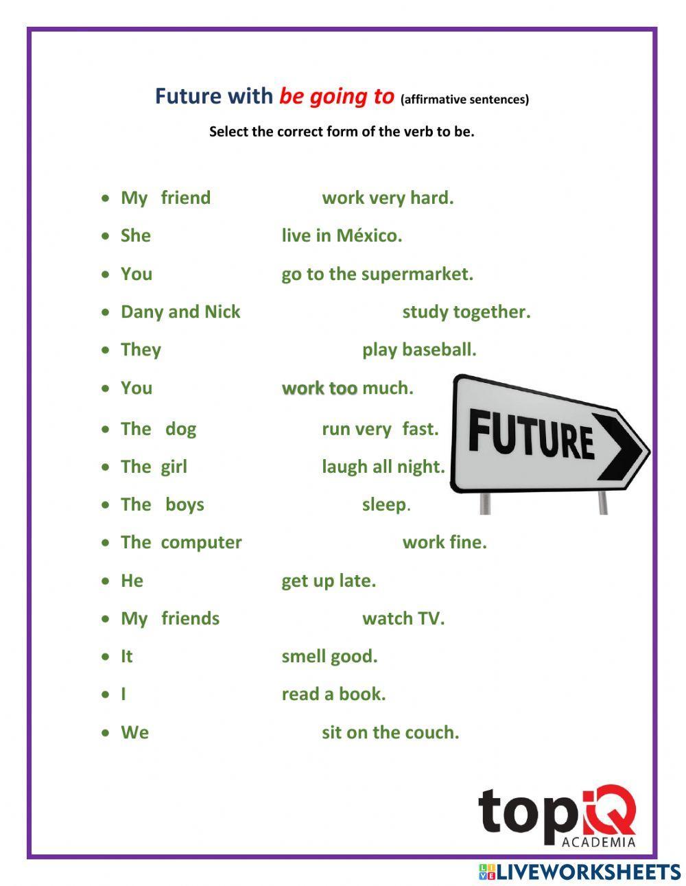 Future with be going to (affirmative sentences)