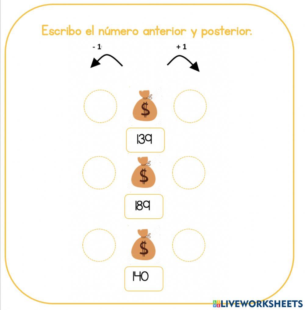 Número anterior y posterior.