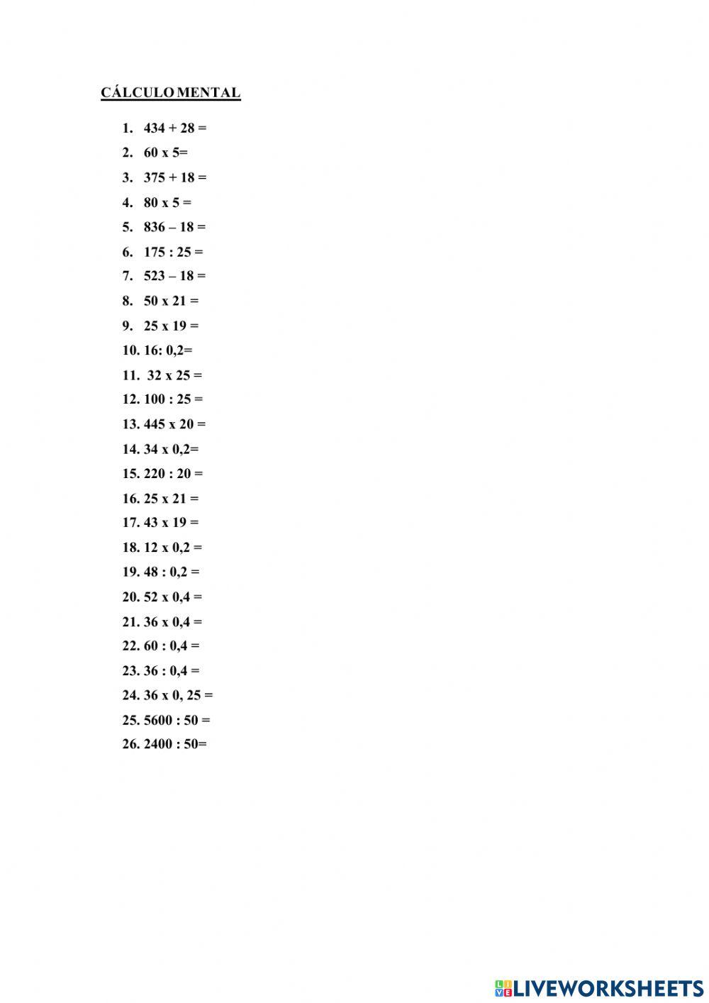 Cálculo Mental