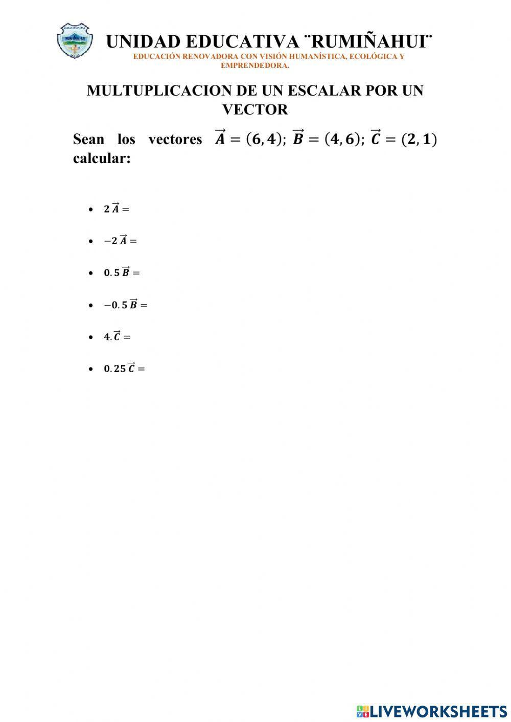 Multiplicacion escalar con vector