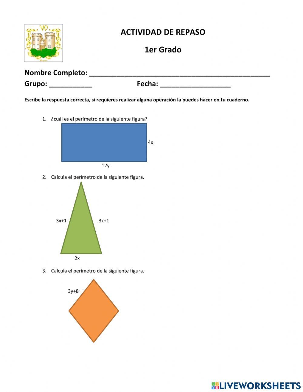Actividad de Repaso 2 primer grado