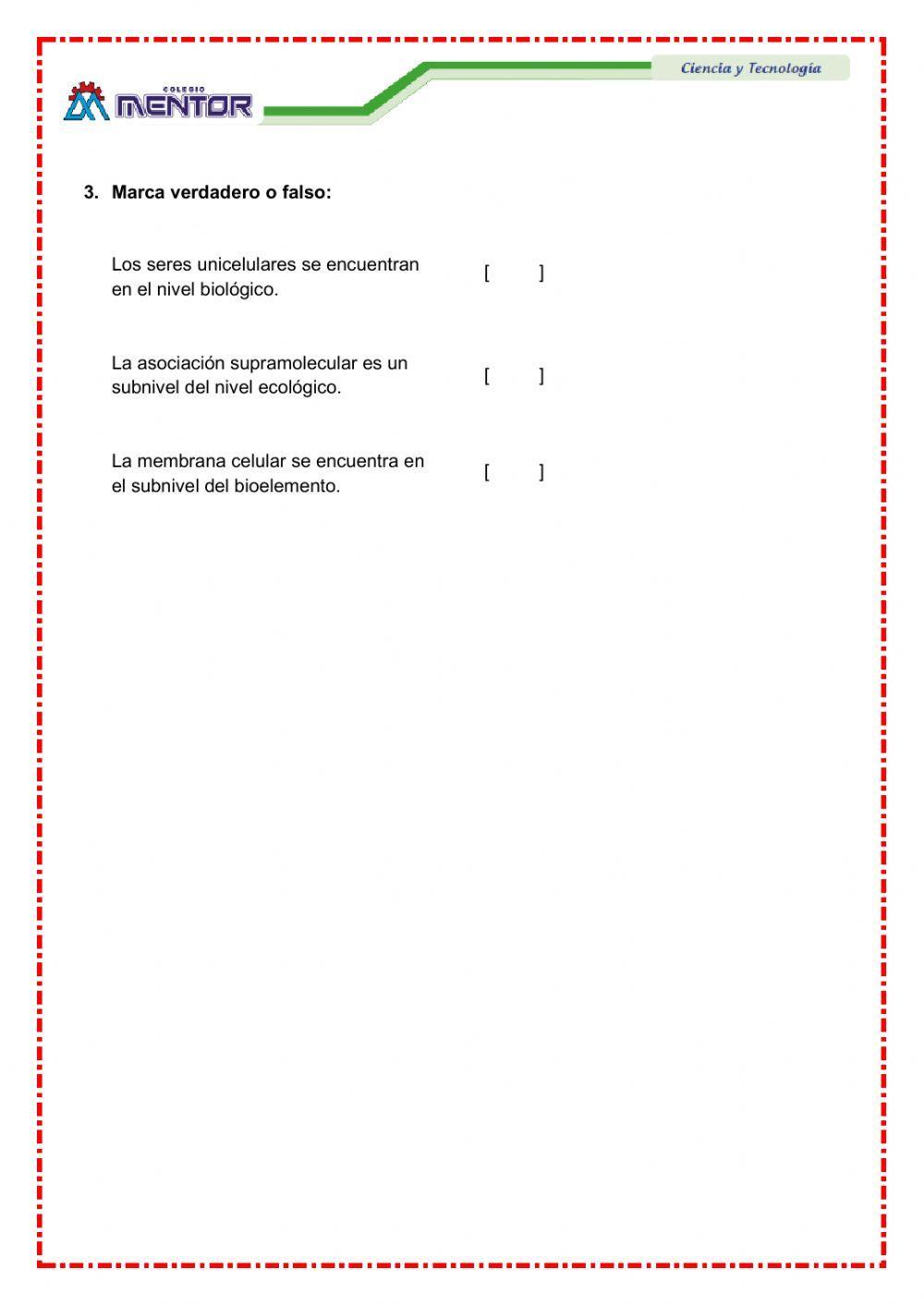 NIVELES DE ORGANIZACIÓN DE LOS SERES VIVOS