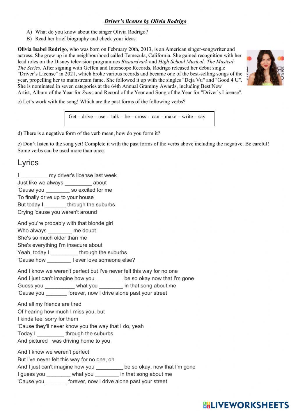 Driver's license Olivia Rodrigo