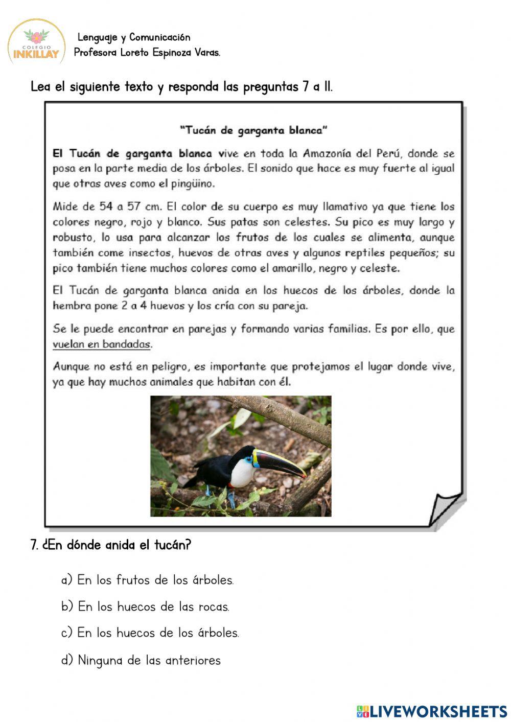 Ejercicio Diagnóstico Comprensión lectora