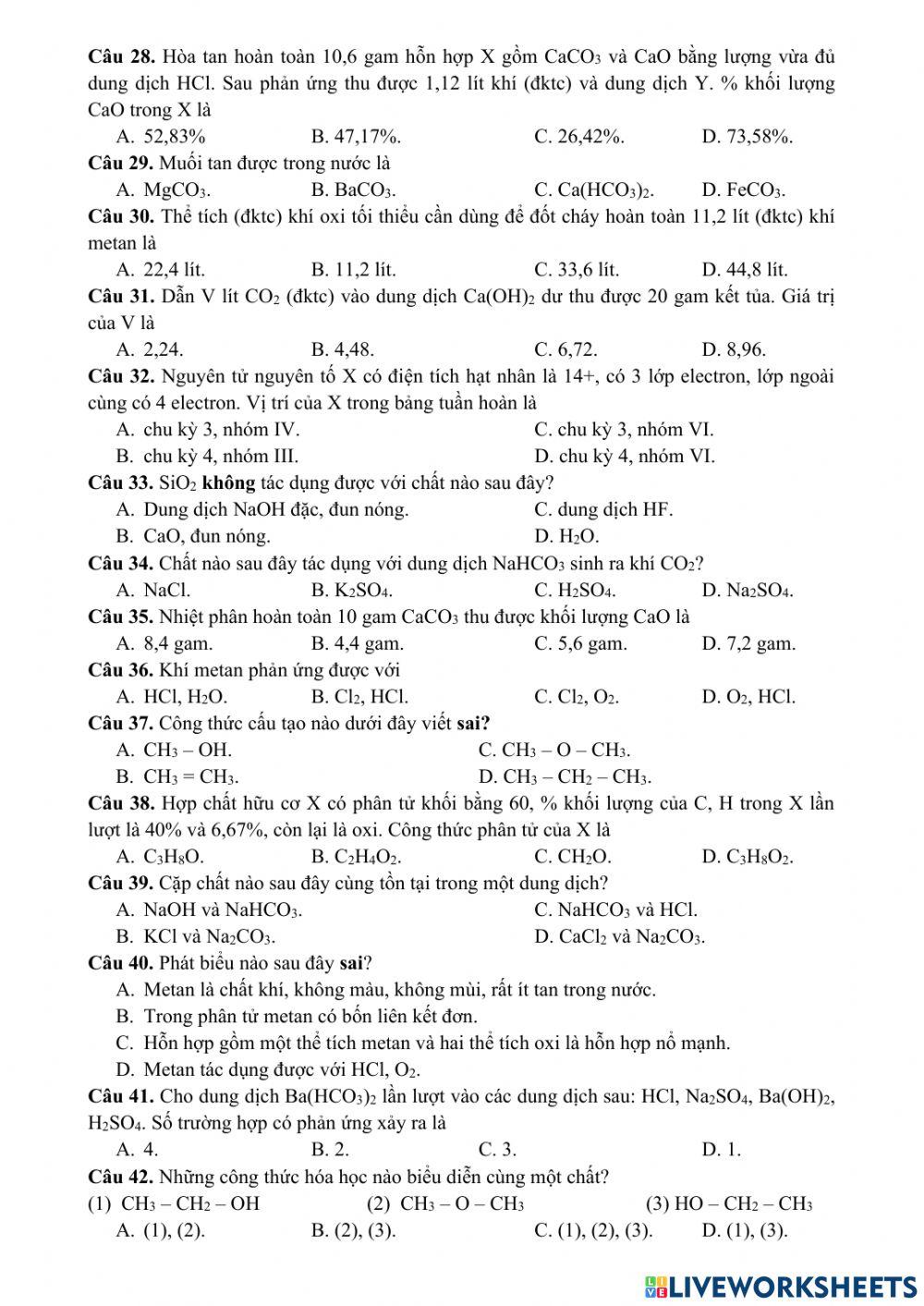 Ôn giữa kì 2 hóa 9