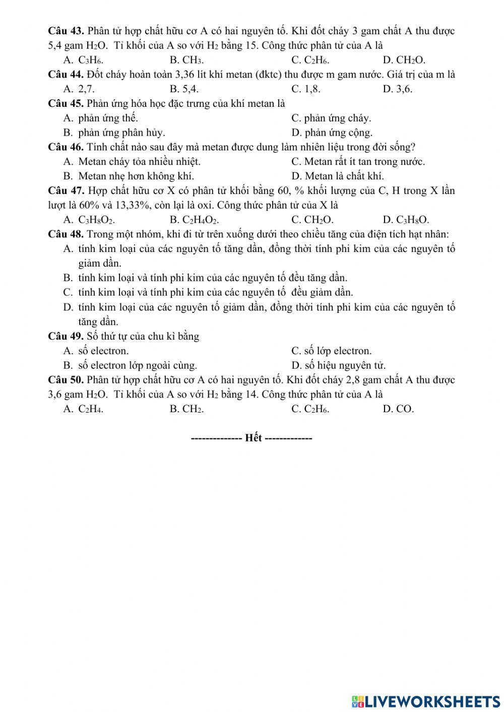 Ôn giữa kì 2 hóa 9