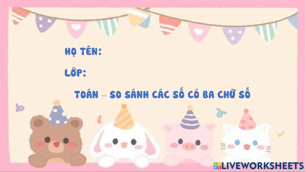 Toán So sánh các số có ba chữ số