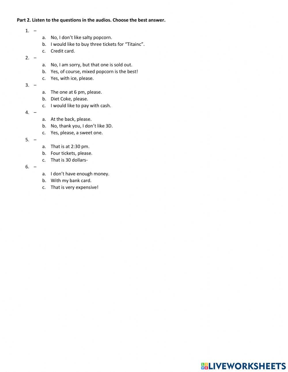 Buying tickets at the cinema