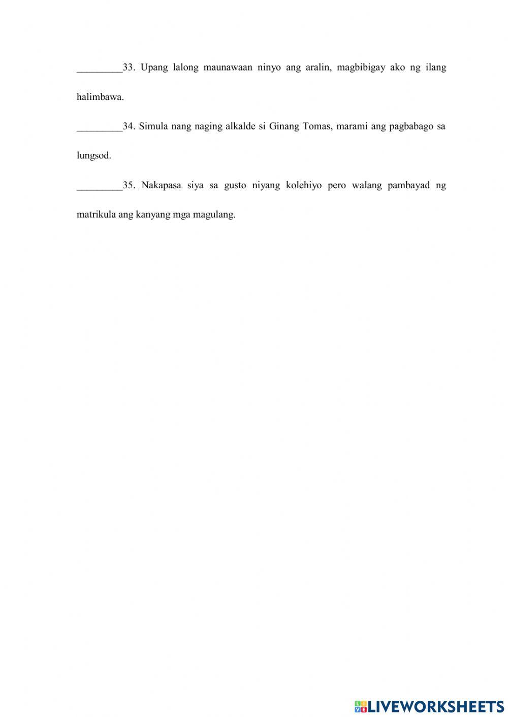 Ika-Apat na Buwanang Pagsusulit sa Filipino 5