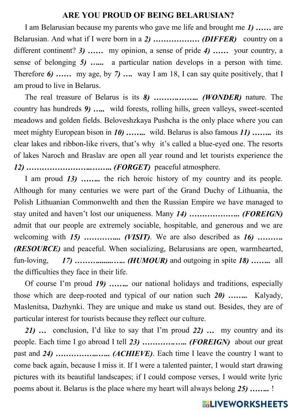 Are you proud of being Belarusian