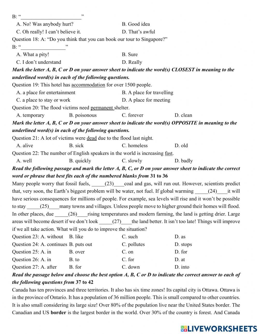 Grade 8- Mid term 2- Test 5