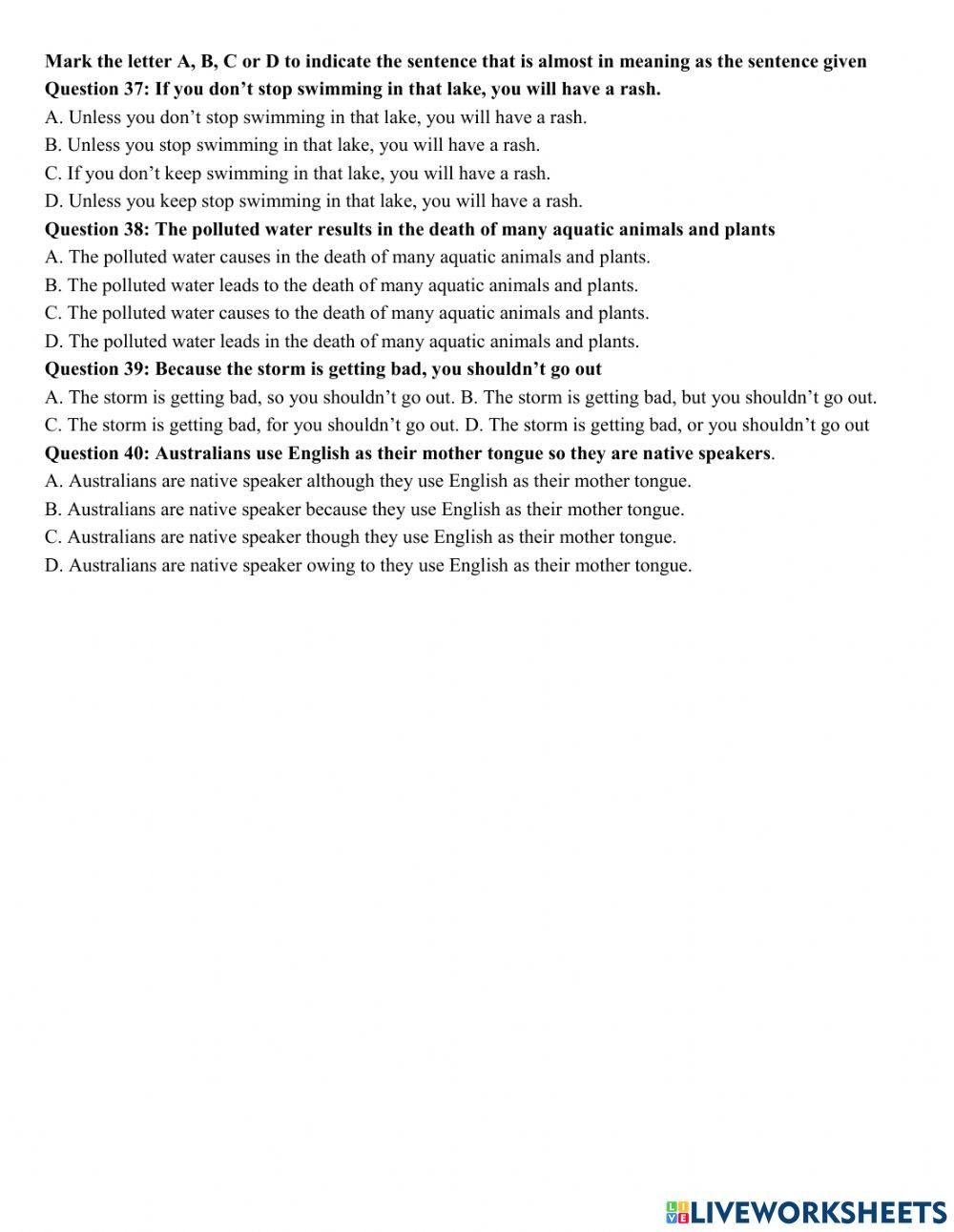 Grade 8-  Mid term 2- Test 6