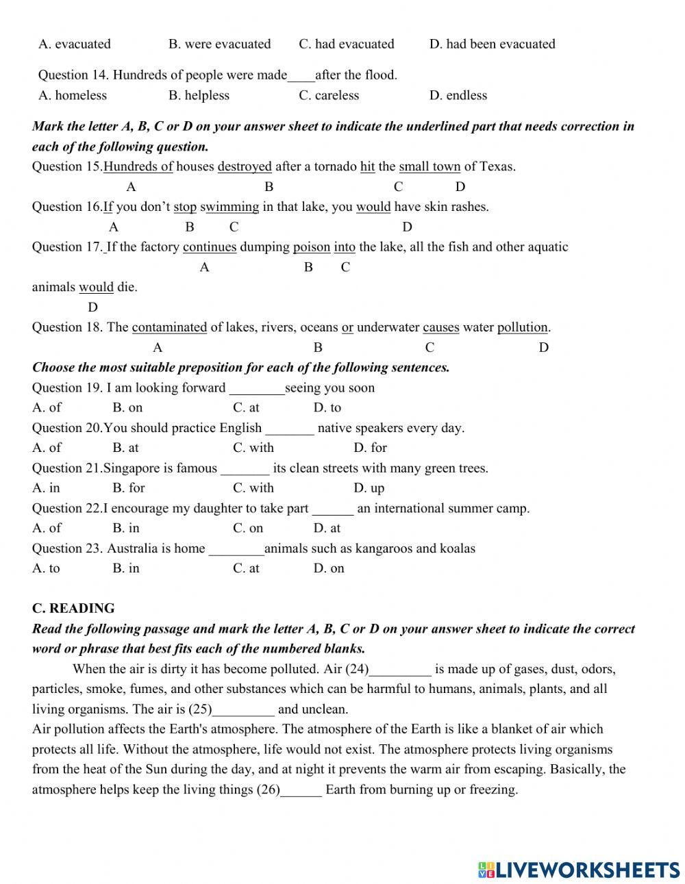 Grade 8- Mid term 2- Test 7