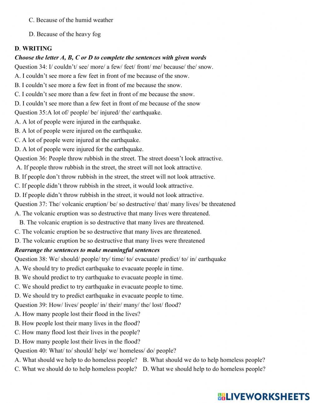 Grade 8- Mid term 2- Test 7