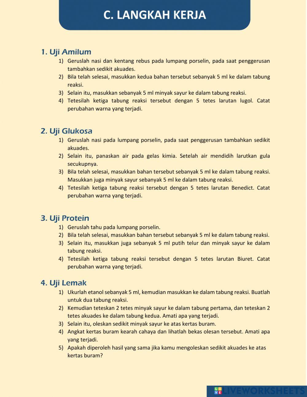 LKS Uji Kandungan Zat Makanan