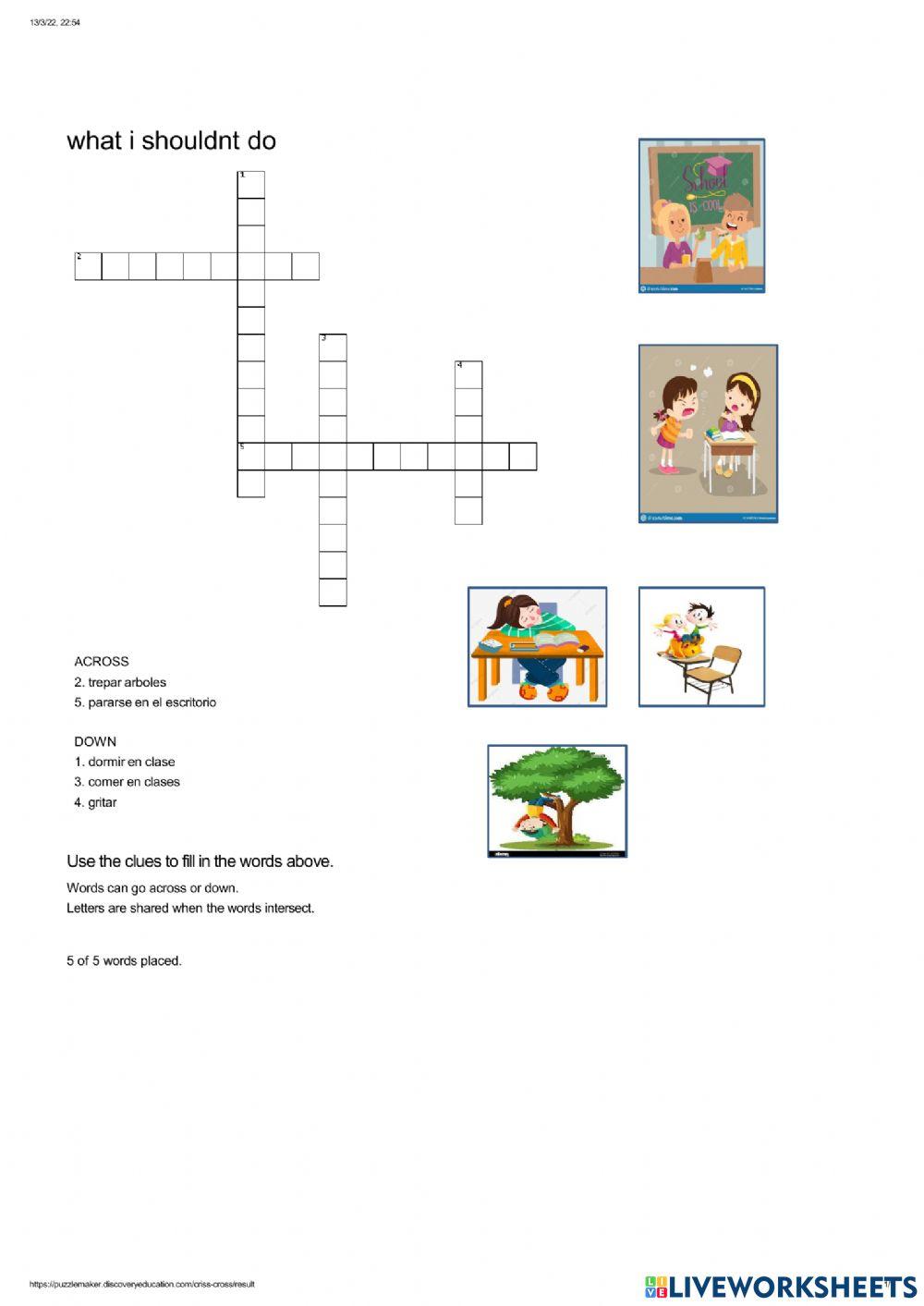 Crucigram rol scenarios