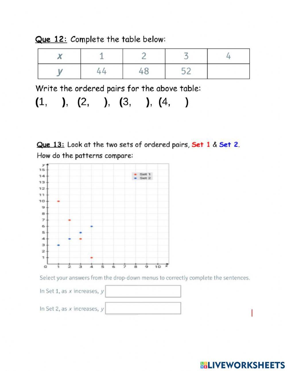 Math revision-grade 5- chapter 6 worksheet | Live Worksheets